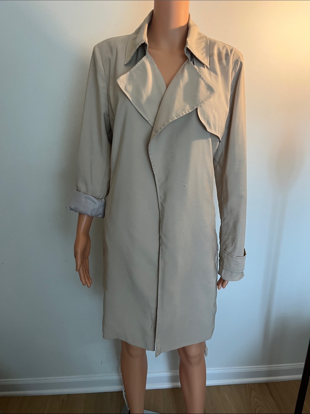 Banana Republic Beige Tan Trench Coat with Draped Front and Belt